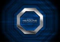 Dark blue technology background with metallic octagon