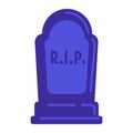 Dark blue tombstone rip sign semi flat color vector object