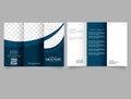 Dark Blue trifold brochure. Vector template. Advertising leaflet Royalty Free Stock Photo