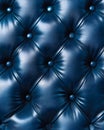 Deep Blue Tufted Leather Texture Background. Royalty Free Stock Photo