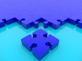 Dark blue unfinished puzzle on a blue background Royalty Free Stock Photo