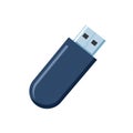Dark blue USB flash drive with a rectangular, rounded body and a metal connector. Th Royalty Free Stock Photo