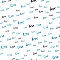 Dark BLUE vector seamless background with words of love. Royalty Free Stock Photo