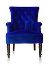Dark blue vintage armchair isolated on white clipping path. Royalty Free Stock Photo