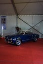 Dark blue Volkswagen Karmann Ghia Type 14 coupe on Jogja VW Festival indoor display