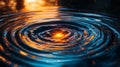Dark Blue Water with Orange Ripples and Glowing Center Royalty Free Stock Photo