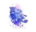 Dark blue watercolor stain shades paint stroke graphic abstract background color splash Royalty Free Stock Photo