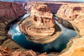 Dark blue waters of the Colorado river near Horseshoe bend, Page, AZ