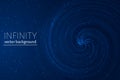 Dark blue wavy space background. Glowing spiral cosmic banner. Infinity vector illustration. Easy to edit design template Royalty Free Stock Photo