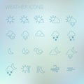 Dark blue weather icon set with light blurred background Royalty Free Stock Photo
