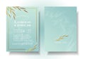 Dark blue wedding invitation card design There are marble patterns on the back. The front is hexagon shape, decorated with border Royalty Free Stock Photo