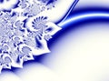 Dark blue white contrast abstract fractal art. Shiny background illustration with beautiful leafy or petal structures and spirals. Royalty Free Stock Photo