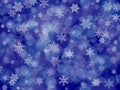 Dark blue winter background with snowflakes and boke Royalty Free Stock Photo