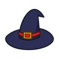 Dark Blue Witch Hat. Halloween Icon Illustration