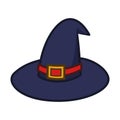 Dark Blue Witch Hat. Halloween Icon Illustration Royalty Free Stock Photo