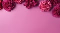 Dark And Bold: Maroon Carnations On Pink Background