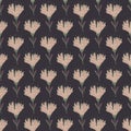 Dark botanic seamless pattern with pale flowers elements. Brown background. Doodle artwork Royalty Free Stock Photo