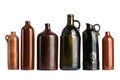 Several brown bottles, on a white, isolated background. Royalty Free Stock Photo