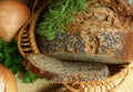 Dark bread with seeds and with poppy