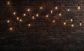 A dark brick wall with shining light bulbs, generated using 3d rendering Royalty Free Stock Photo