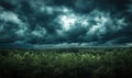 Dark and brooding clouds gathering over a dense forest Royalty Free Stock Photo
