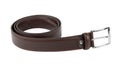 Dark brown black leather belt with buckle Royalty Free Stock Photo