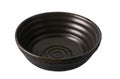 Dark brown ceramic bowl, Empty black bowl with rough texture isolated on white background with clipping path, Side view Royalty Free Stock Photo