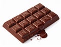 Dark Brown Chocolate Bar with Square Pattern on Clean White Background Royalty Free Stock Photo