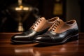 dark brown classic shoes for man new collection shine. Royalty Free Stock Photo