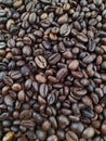 Dark brown coffee beans mixed with black Royalty Free Stock Photo
