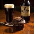 Dark Brown Cupcake And Guinness Bottle: A Delicious Combination