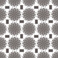 Dark Brown Floral Line Pattern with Square Accents on White Background Royalty Free Stock Photo