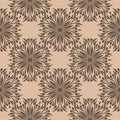 Dark brown floral seamless pattern on beige background Royalty Free Stock Photo