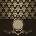 Dark brown and gold vintage background with frame.