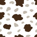 Dark brown, gray spots, blots on a white background.