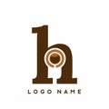 Dark brown of H initial letter with coffee cup sign logo