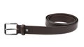 Dark brown leather belt with a buckle Royalty Free Stock Photo