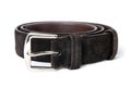 Dark brown leather belt isolated on white Royalty Free Stock Photo