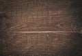 Dark brown scratched wooden cutting board. Wood