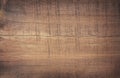 Dark brown scratched wooden cutting board. Wood texture