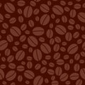 Dark brown seamless pattern with coffee beans - vector Royalty Free Stock Photo