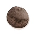 Dark brown, sepia, chocolate round watercolor stain isolated on white background