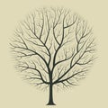 Dark brown silhouette of a tree on a light background