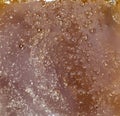 Textured surface of dense liquid brown mass of bee honey. Royalty Free Stock Photo
