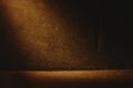 Dark brown textured wall background with dramatic light beam, rough surface and cinematic mood. Copy space Royalty Free Stock Photo