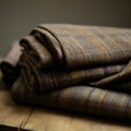 Dark Brown Tweed Fabric: Scottish Landscapes, Traditional Craftsmanship Royalty Free Stock Photo