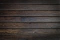 Dark brown wooden background, horizontal plank texture. Close up wood stripes.