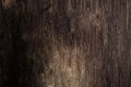 Dark brown wooden table background with light below. Empty rustic old grunge decorative wood surface with strict wooden Royalty Free Stock Photo