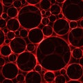 dark bubbles on red shining background with light reflection seamless background