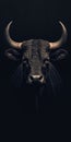 Dark Bull Head: Minimalistic 8k Digital Art For Mobile Lock Screen Royalty Free Stock Photo